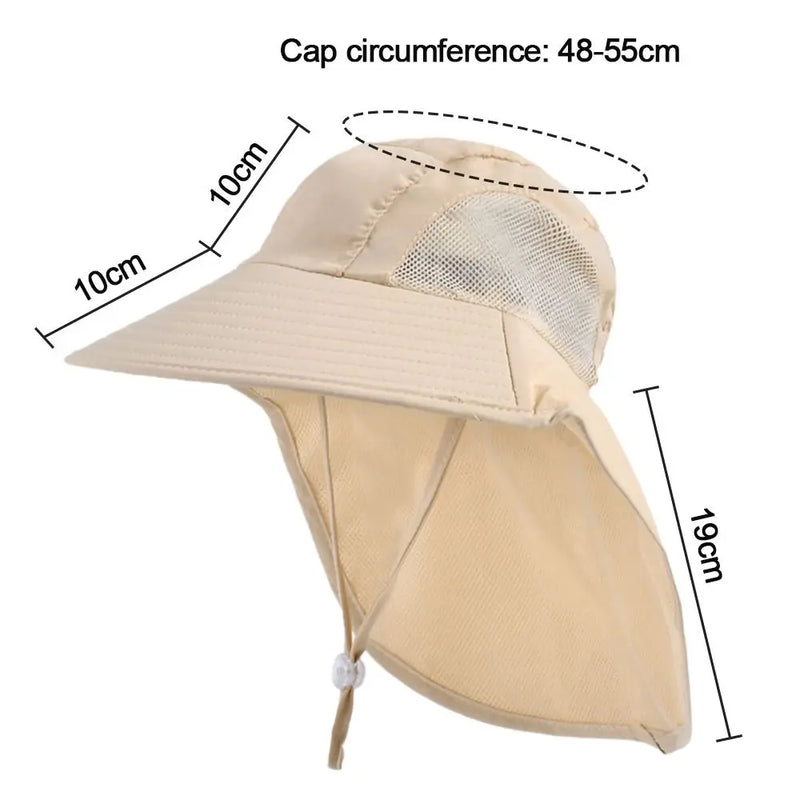 Summer Adjustable Beach Cap Children Bucket Hats Wide Brim Cap Sun Hat UV Protection