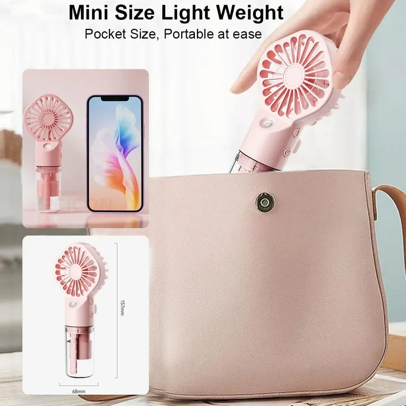 Summer New Spray Fan Water Refill Device Portable Charging Student Dormitory Mini Handheld Small Fan Gift Portable Fan