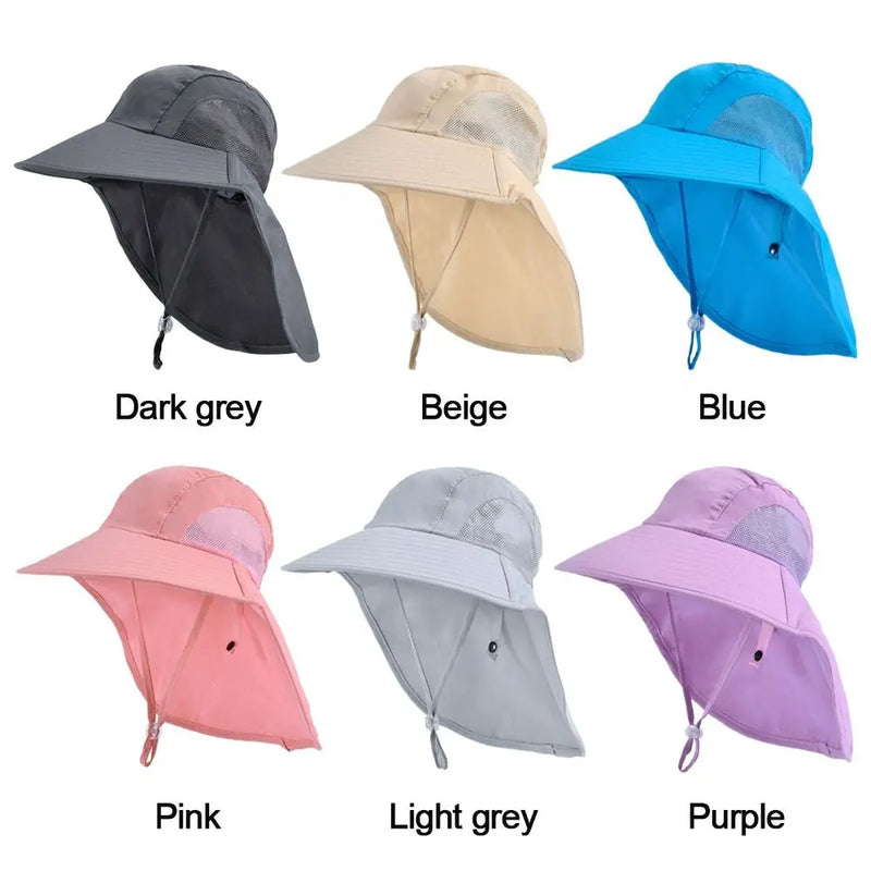 Summer Adjustable Beach Cap Children Bucket Hats Wide Brim Cap Sun Hat UV Protection