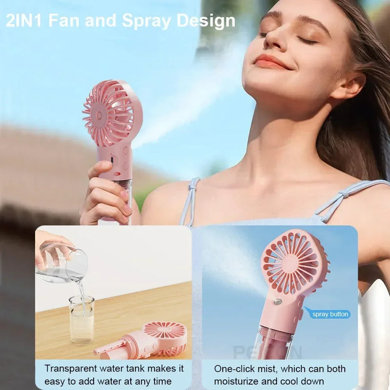 Summer New Spray Fan Water Refill Device Portable Charging Student Dormitory Mini Handheld Small Fan Gift Portable Fan