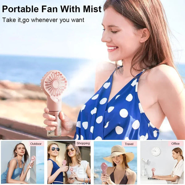 Summer New Spray Fan Water Refill Device Portable Charging Student Dormitory Mini Handheld Small Fan Gift Portable Fan