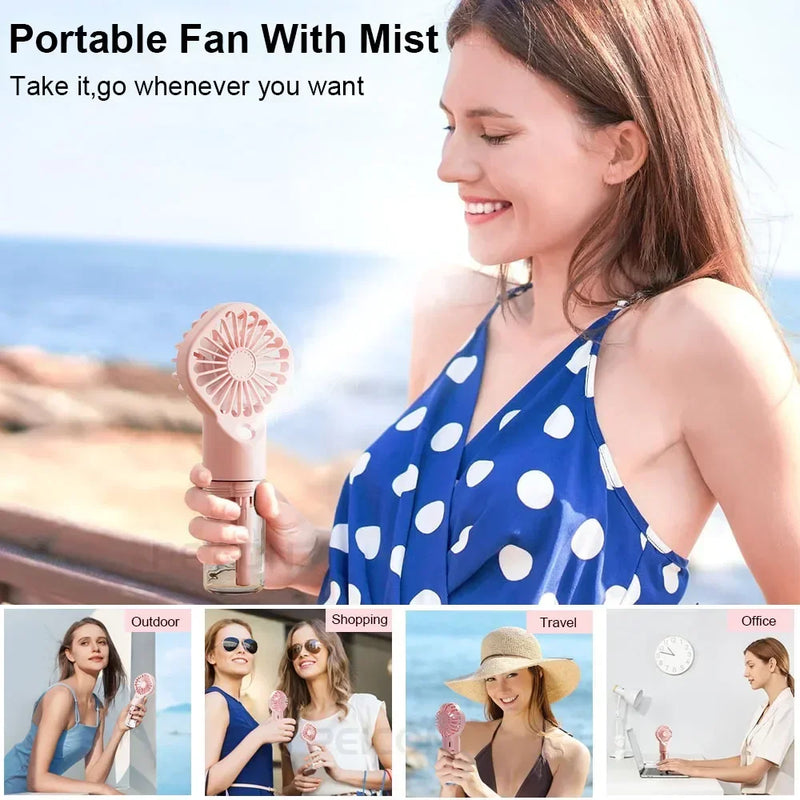 Summer New Spray Fan Water Refill Device Portable Charging Student Dormitory Mini Handheld Small Fan Gift Portable Fan