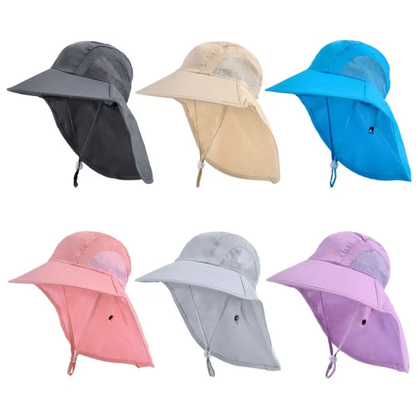 Summer Adjustable Beach Cap Children Bucket Hats Wide Brim Cap Sun Hat UV Protection