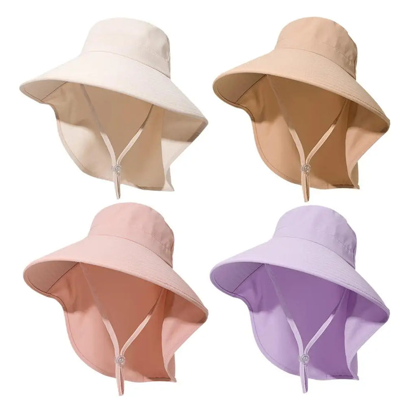 Summer Hats Outdoor UV Anti Neck Protection Sun Visors For Lady Fishing Hiking Wide Brim Shawl Sunscreen Ponytail Caps For Women