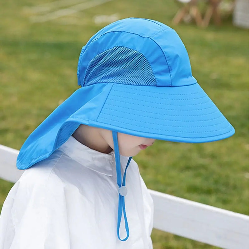 Summer Adjustable Beach Cap Children Bucket Hats Wide Brim Cap Sun Hat UV Protection