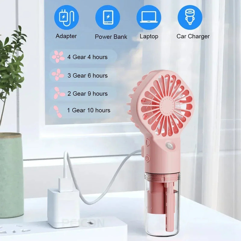 Summer New Spray Fan Water Refill Device Portable Charging Student Dormitory Mini Handheld Small Fan Gift Portable Fan