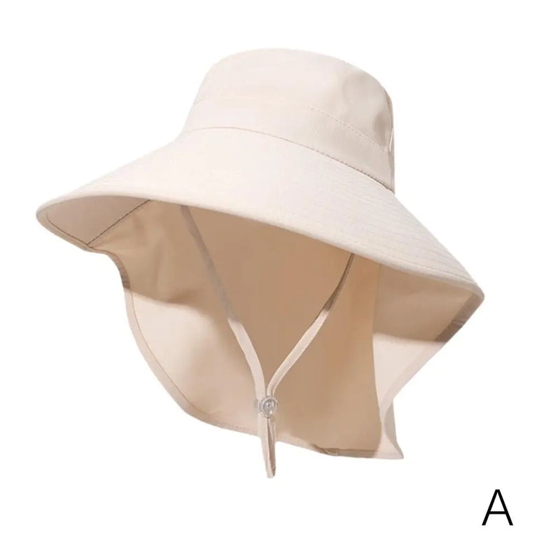 Summer Hats Outdoor UV Anti Neck Protection Sun Visors For Lady Fishing Hiking Wide Brim Shawl Sunscreen Ponytail Caps For Women