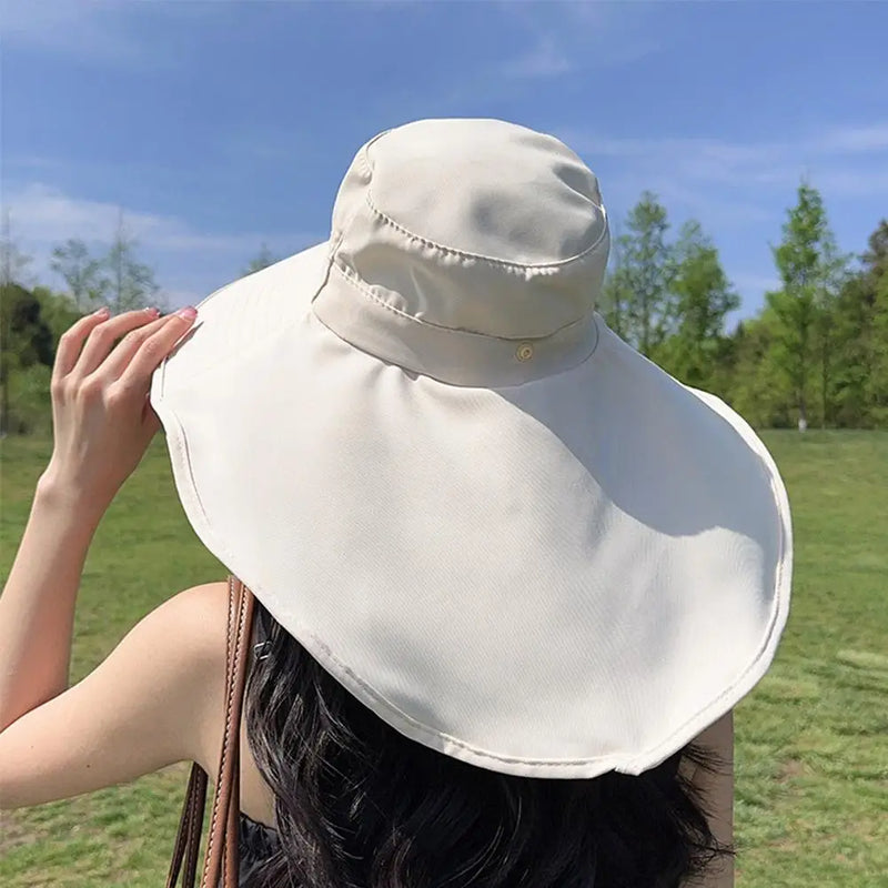 Summer Hats Outdoor UV Anti Neck Protection Sun Visors For Lady Fishing Hiking Wide Brim Shawl Sunscreen Ponytail Caps For Women
